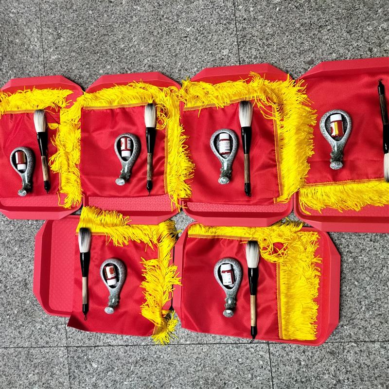 北狮点睛传统节庆道具 舞龙舞狮朱砂毛笔组 青城飞鸿民俗文化用品图片