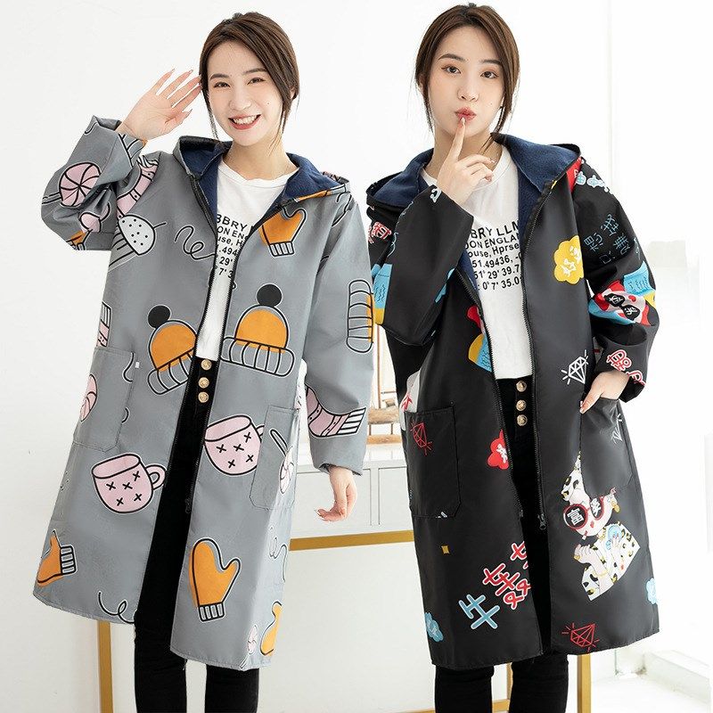 加绒罩衣加长防水油厨房家用拉链纽扣带帽成人男女工作服长袖围裙,家庭/个人清洁工具,围裙,淘宝优惠券,粉丝福利购,淘宝优惠卷