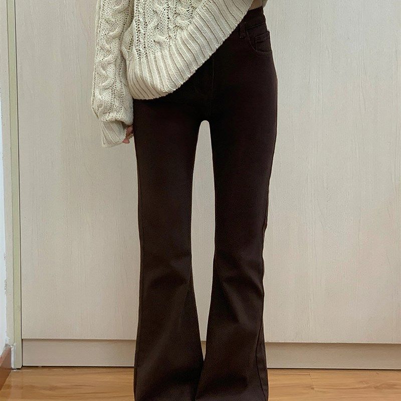 咖啡色微喇牛仔裤女夏季新款胖妹妹mm梨形身材高腰弹力显瘦阔腿裤,女装/女士精品,大码裤装,淘宝优惠券,粉丝福利购,淘宝优惠卷