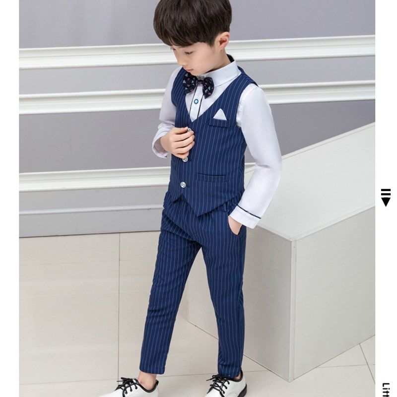 男童英伦小西装马甲三件套儿童秋季出服花童礼服套装小主持人