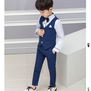 男童英伦小西装马甲三件套儿童秋季出服花童礼服套装小主持人