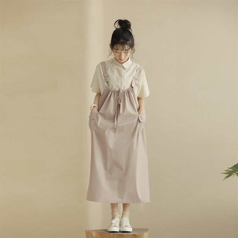 女童套装连衣裙夏装2023新款洋气中大童衬衫背带裙两件套儿童裙子