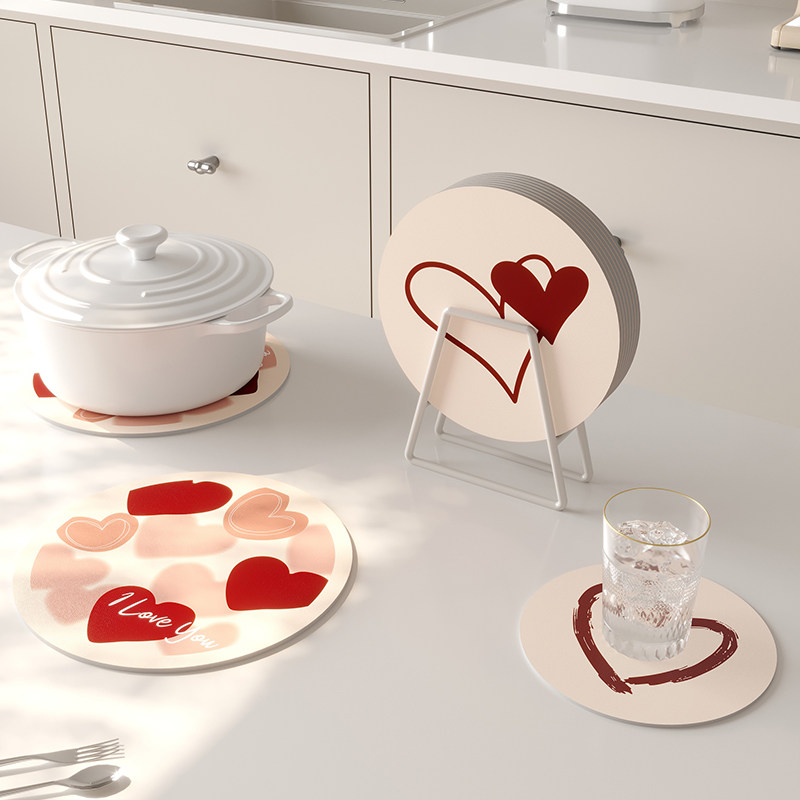 圆形隔热垫矽藻泥吸水杯垫餐桌茶几沥水垫红色结婚茶杯垫碗盘餐垫,居家布艺,餐垫,淘宝优惠券,粉丝福利购,淘宝优惠卷