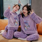 女童睡衣秋冬季 珊瑚绒加厚亲子法兰绒公主风女孩中大童家居服套装