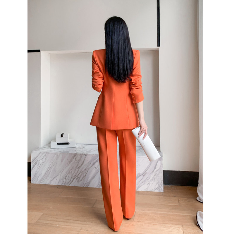 橘红色西装套装女2023新款秋冬上班服时尚气质名媛高级感休闲西服