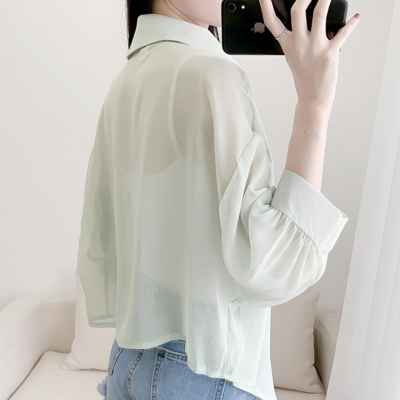 薄款百搭防晒衬衫女夏季蝙蝠开衫短款雪纺空调衫外搭小披肩学生潮,女装/女士精品,蕾丝衫/雪纺衫,淘宝优惠券,粉丝福利购,淘宝优惠卷