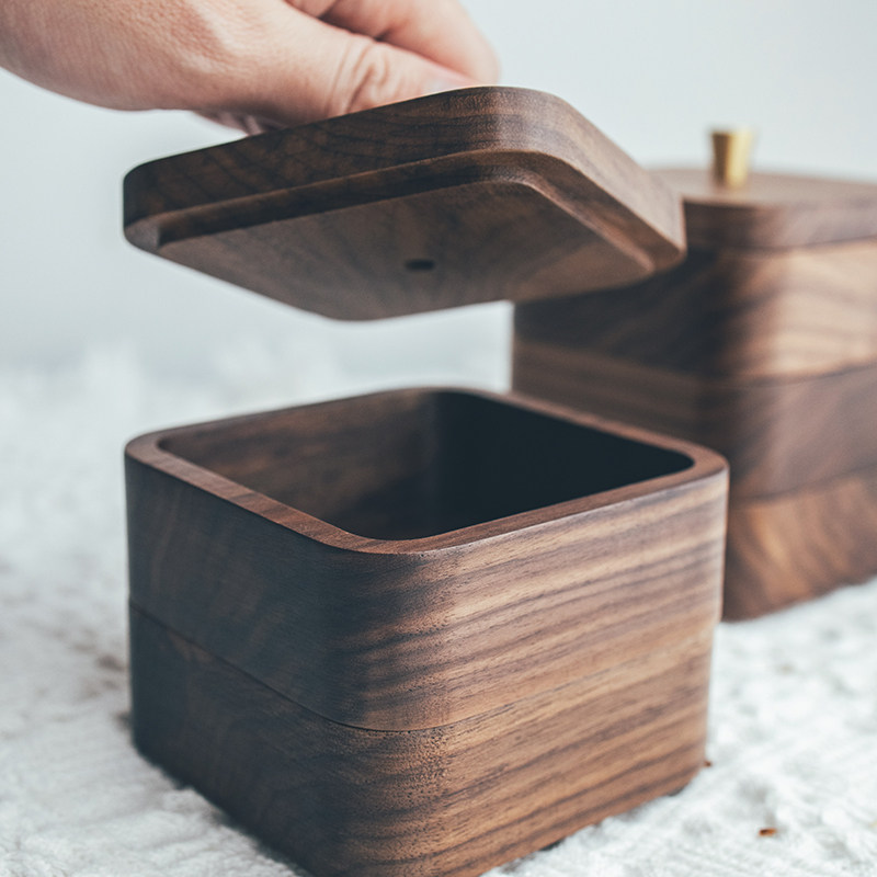 半宅日式牙签牙线盒黑胡桃木棉签储物收纳创意轻奢木质饰品首饰盒,家居饰品,饰品盒,淘宝优惠券,粉丝福利购,淘宝优惠卷
