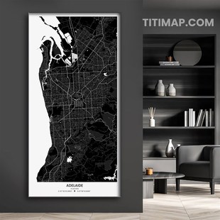 竖版定制客厅城市地图装饰画公司玄关通道深圳挂画南京墙画西雅图