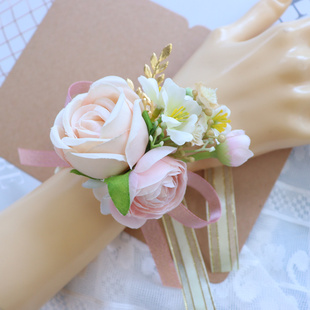 森系欧式香槟色婚礼结婚新娘新郎伴娘伴郎父母胸花手腕花结婚用品