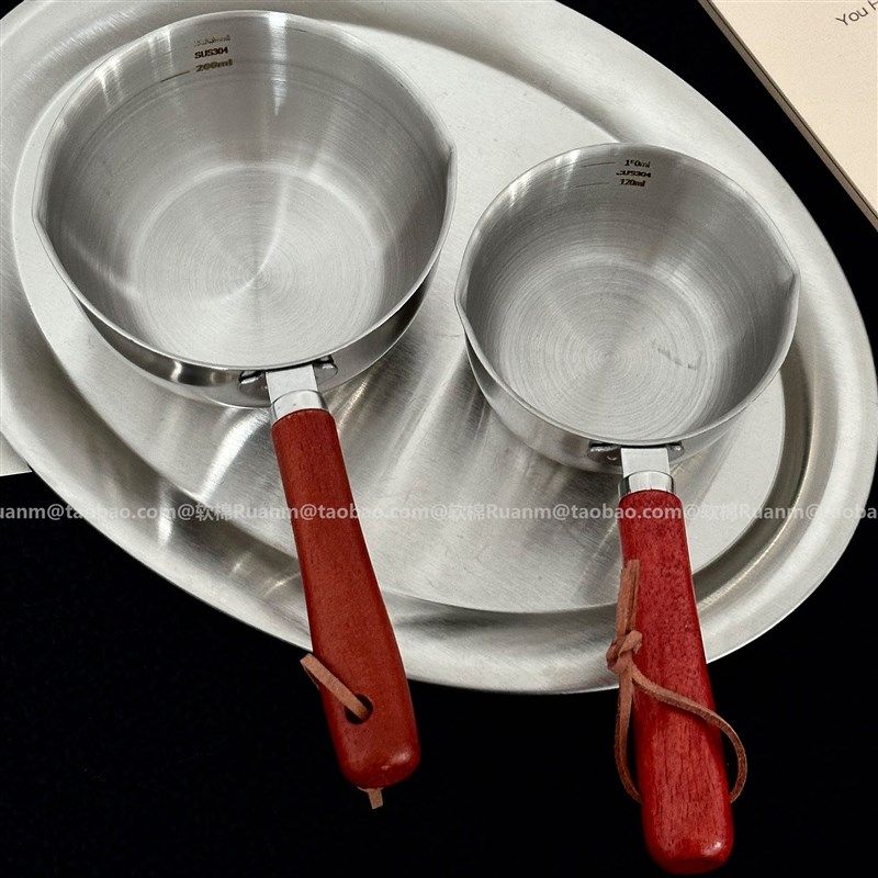 复古不锈钢木柄泼油锅巧克力融化锅热油家用酱油淋油专用锅迷你奶,厨房/烹饪用具,煎锅/平底锅,淘宝优惠券,粉丝福利购,淘宝优惠卷