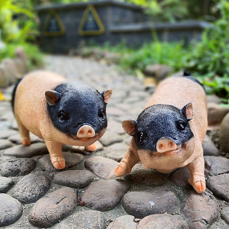 花园装饰摆件仿真动物雕塑卡通小猪创意别墅庭院阳台家居树脂饰品