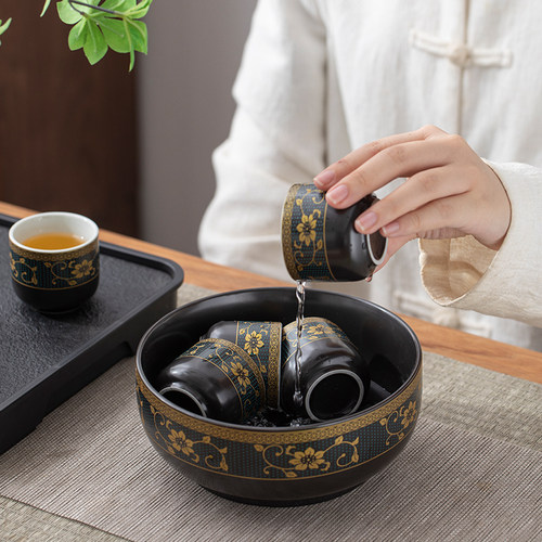 茶洗缸陶瓷水盂功夫茶具茶道零配件高档家用中式复古杯洗茶碗水洗