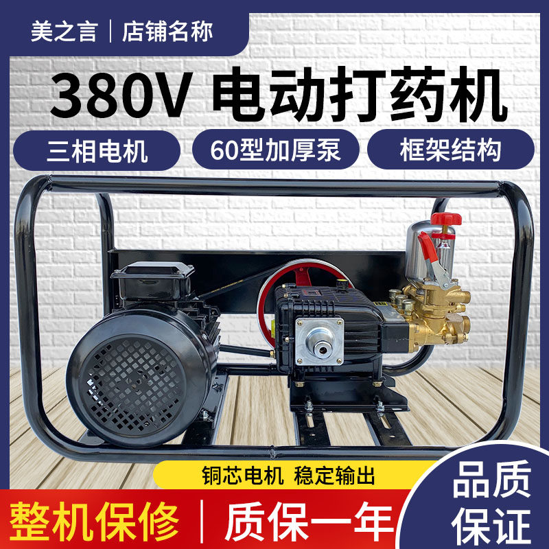 三相电机打药机60型柱塞泵380V高压喷雾器园林果树高压送水冲洗