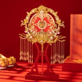舞绣缘团扇diy材料包中式 新娘结婚秀禾扇子古风手工高级出嫁喜扇