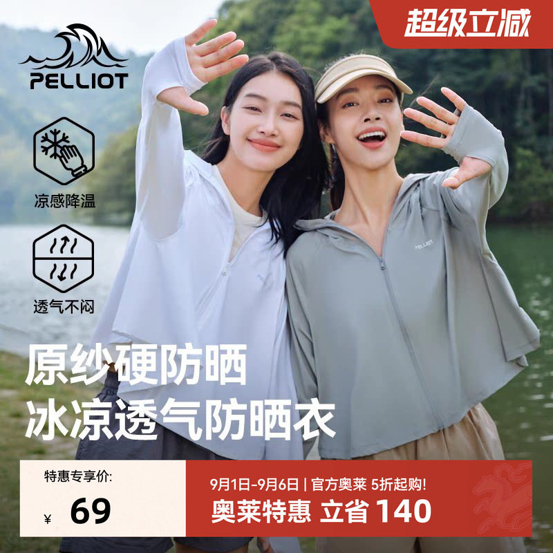 伯希和斗篷款小光盾户外冰丝防晒衣女轻薄透气专业防晒服短款外套图片