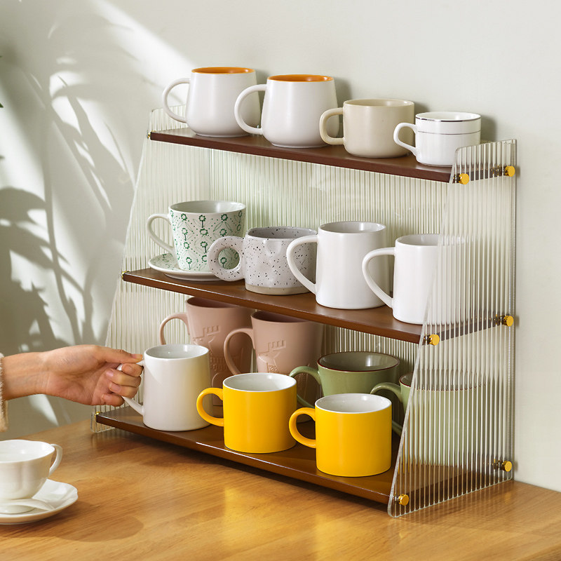 杯架杯子收纳置物架桌面水杯茶杯马克放咖啡玻璃杯架子盒水吧整理