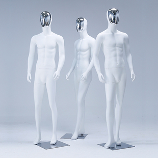 雨嘉 电镀脸模特道具男全身人体模特架高档服装店橱窗人台展示架