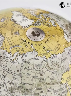 宏微地球客厅书房办公室家居摆件双语手工地球仪新居礼物黑胡桃木