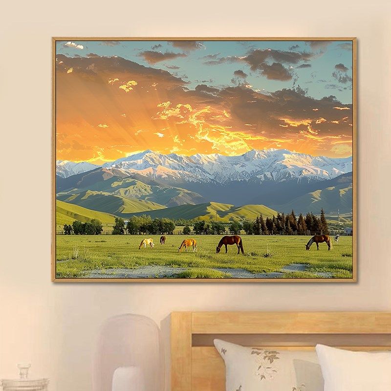 日照金山 写实风景数字油画diy手绘画画填色丙烯高级感涂色填充画,家居饰品,DIY/数字油画,淘宝优惠券,粉丝福利购,淘宝优惠卷