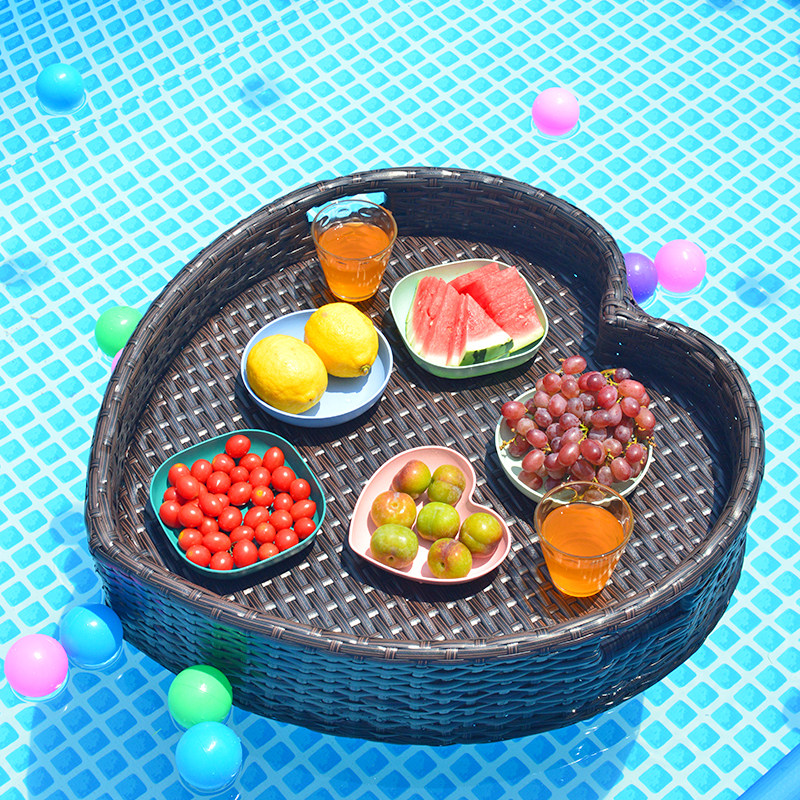 藤艺漂浮桌水上漂浮早餐托盘网红藤编篮子民宿酒店别墅泳池漂浮盘,住宅家具,阳台桌,淘宝优惠券,粉丝福利购,淘宝优惠卷