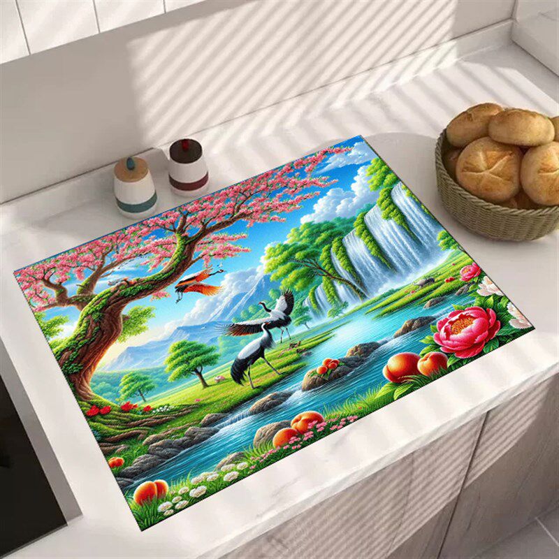 厨房硅藻泥桌面田园花朵水果沥水垫餐具洗手台防水防油碗杯垫3d,居家布艺,餐垫,淘宝优惠券,粉丝福利购,淘宝优惠卷