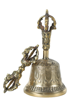 黄铜金刚铃杵手摇铃碰钟法铃民族乐器尼泊尔铜铃摆件金刚铃杵一套