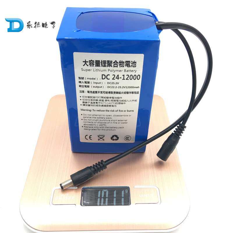 乐德电子24v聚合物锂12000毫安dc5.5*2.1接头12ah电池锂电池组