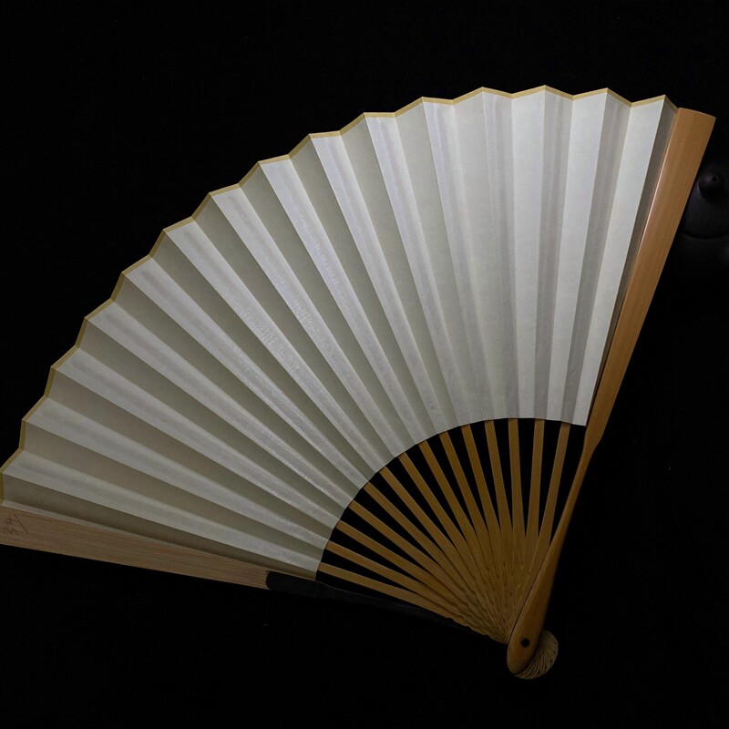9.5寸水磨玉竹大茄头翻轮折扇中国风文玩扇古风手工扇子空白扇面