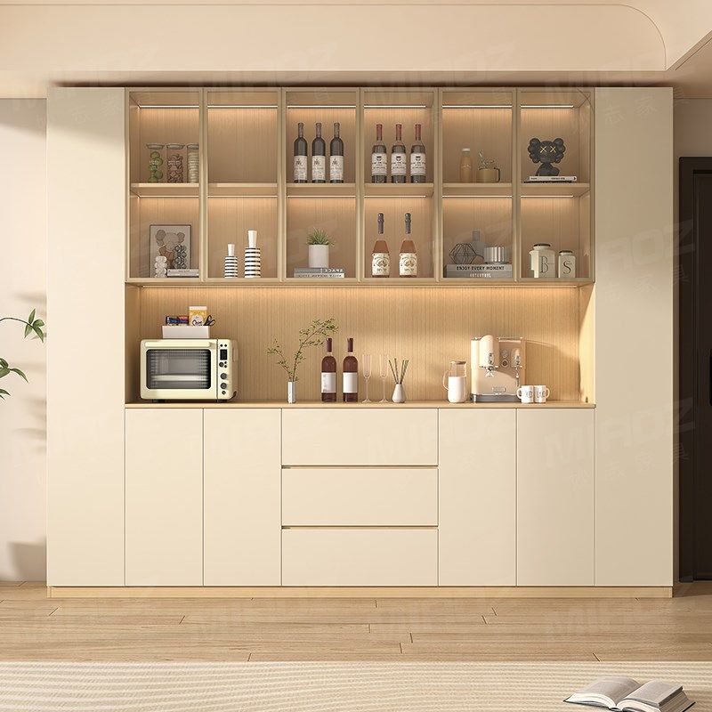 奶油风餐边柜高柜靠墙一体组合客厅收纳展示柜餐厅茶水柜定制酒柜,住宅家具,餐边柜,淘宝优惠券,粉丝福利购,淘宝优惠卷