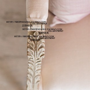 法式美式乡村实木雕花复古做旧布艺双人三人位沙发样板房影楼家具