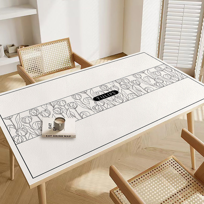 北欧皮革桌布轻奢高级感餐桌垫防水防油免洗防烫长方形茶几布台布