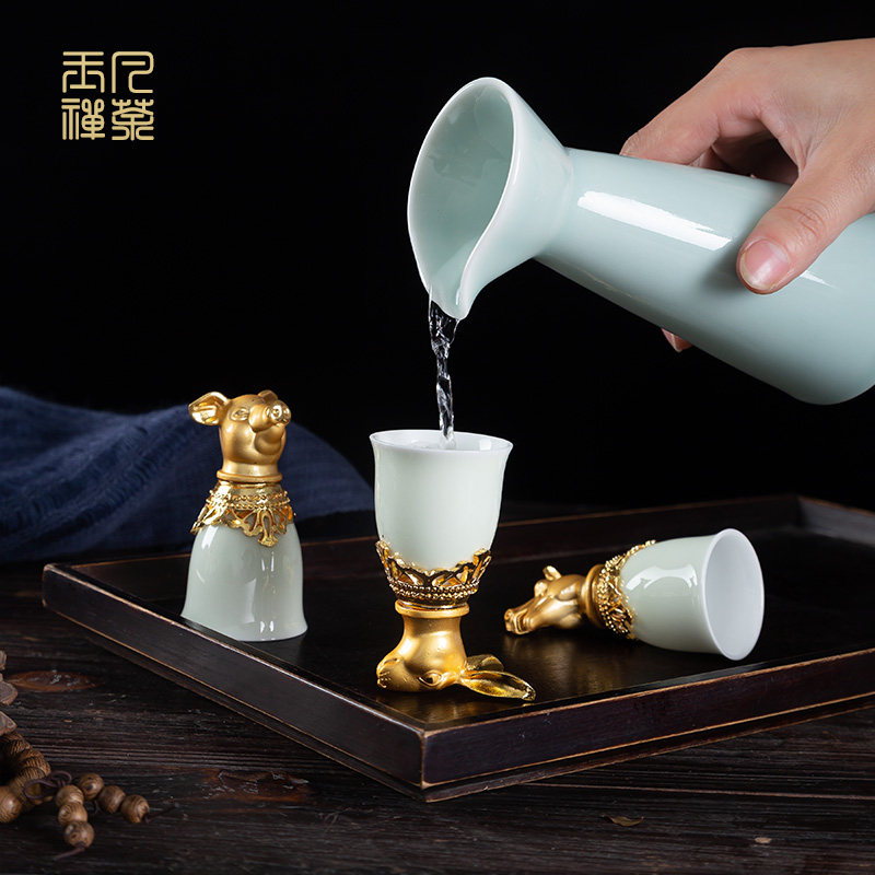 十二生肖兽首杯白酒杯家用中式仿古分酒器酒具套装定制小酒杯酒盅