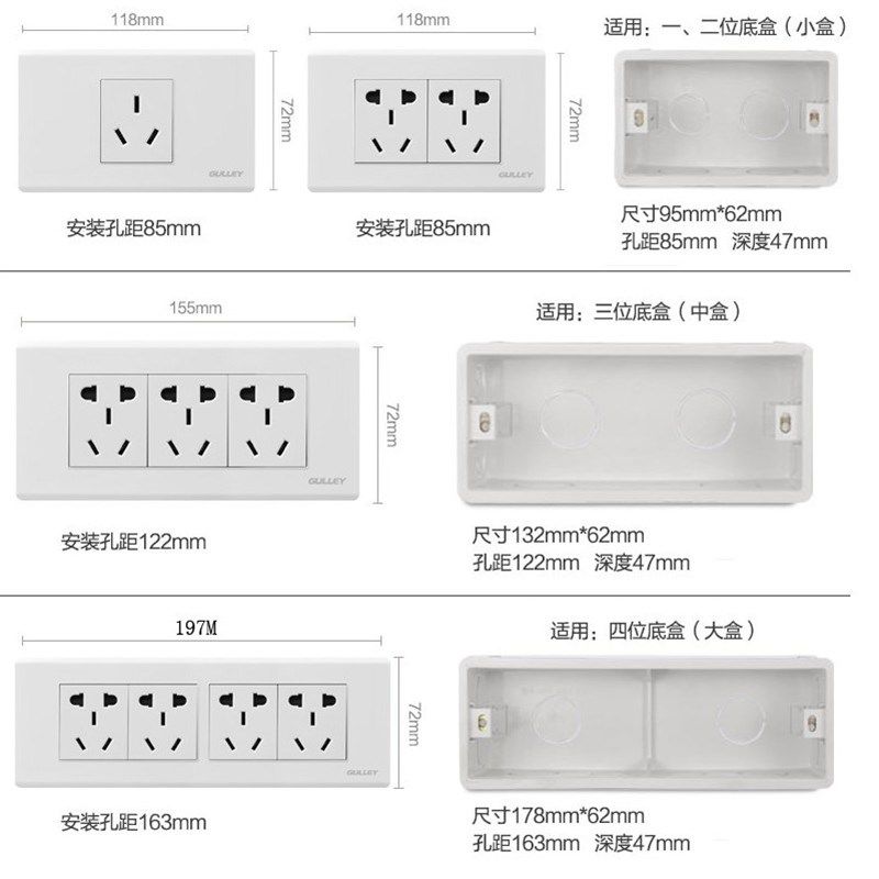 118型插座4四位空白面板大号下线盒盖板暗盒挡板装饰盖堵盲板