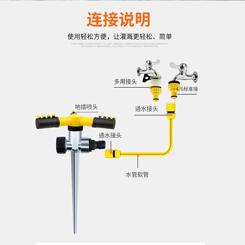 菜地自动旋转浇水器喷淋喷灌喷水喷头草坪灌溉神器浇地淋菜洒水器,鲜花速递/花卉仿真/绿植园艺,自动灌溉设备,淘宝优惠券,粉丝福利购,淘宝优惠卷