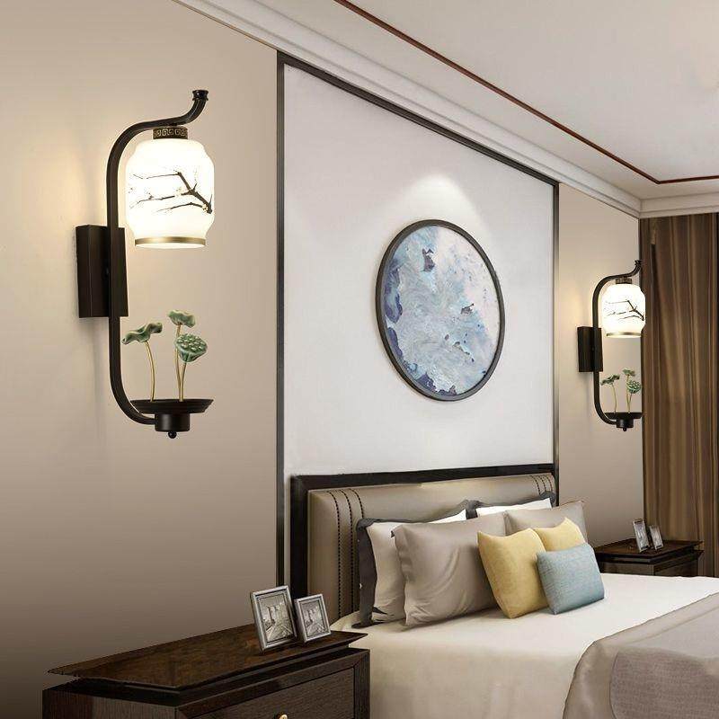 新中式LED壁灯床头灯卧室走廊过道客厅灯玻璃罩创意古典墙壁灯具,家装灯饰光源,壁灯,淘宝优惠券,粉丝福利购,淘宝优惠卷