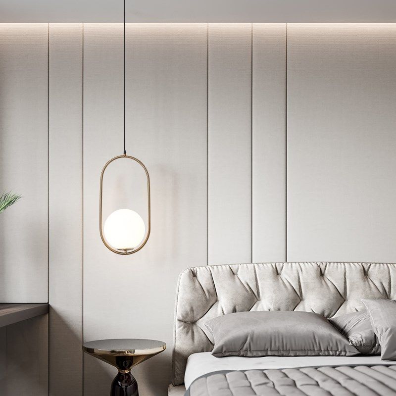 北欧床头吊灯简约餐厅卧室吧台公寓小单头灯玻璃灯罩铜色创意吊灯,家装灯饰光源,客厅吊灯,淘宝优惠券,粉丝福利购,淘宝优惠卷