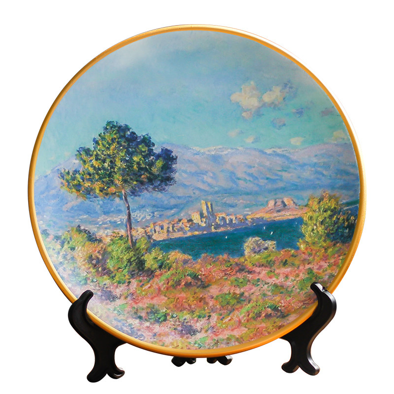 莫奈油画陶瓷装饰盘子摆件客厅电视柜圆盘摆盘睡莲创意墙面坐盘,家居饰品,装饰坐盘/挂盘,淘宝优惠券,粉丝福利购,淘宝优惠卷