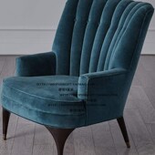 北欧美式 乡村实木布艺单人位沙发椅洽谈椅交椅老虎椅民宿客栈家具