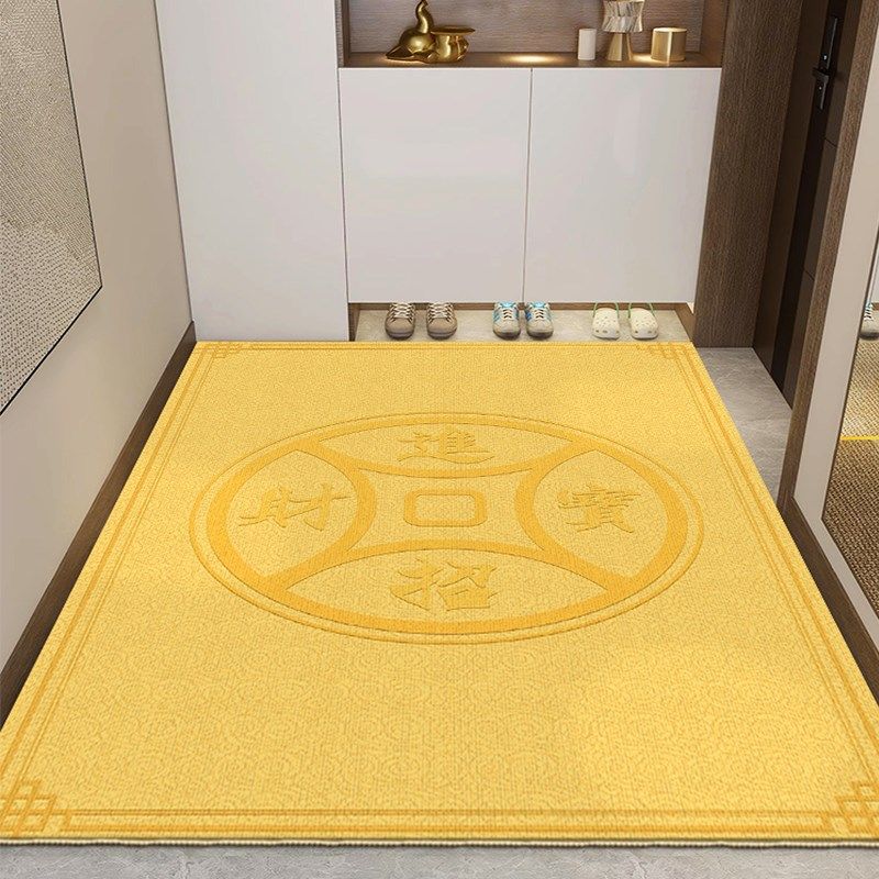 金色新中式玄关地垫新年蛇年入户门垫门口进门家用入户门地毯走廊,居家布艺,入户地垫,淘宝优惠券,粉丝福利购,淘宝优惠卷