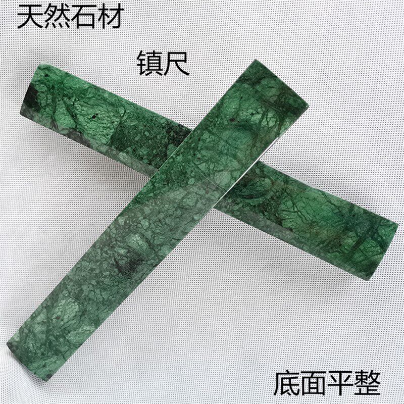 镇尺摆件 天然大理石原石 创意制作而成书法镇纸 光面绿色25厘米
