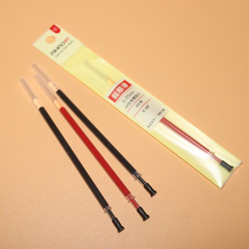 爱好中性笔芯X66/68纯品0.5/0.35全针管学生黑红晶蓝色碳素笔替芯