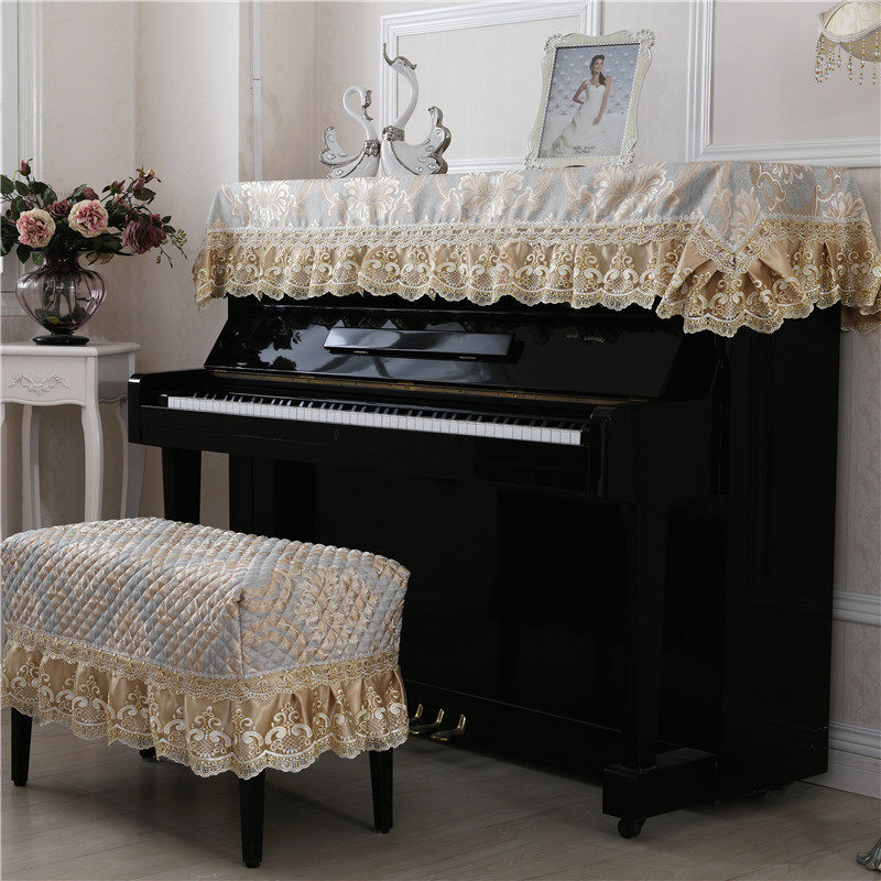 钢琴巾加厚钢琴半罩 欧式风格钢琴防尘盖布布艺琴套琴披琴凳罩子