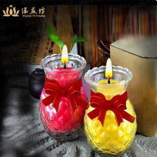 5天酥油灯 菠萝灯酥油灯 旺来凤梨油灯玻璃斗烛庆典