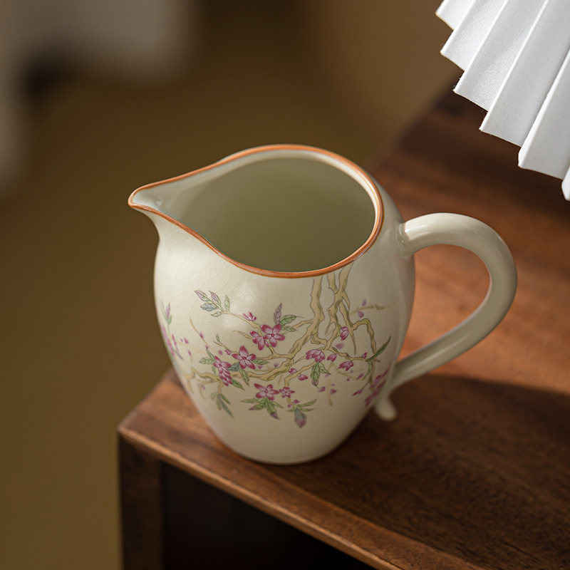 米黄汝窑美人公道茶杯功夫茶具陶瓷茶海公道杯家用单个分茶器公杯