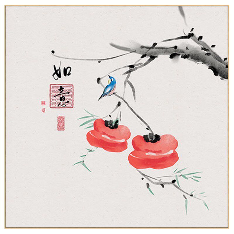 过道墙面壁画新中式五福临门挂画葫芦玄关装饰画入户进门餐厅走廊