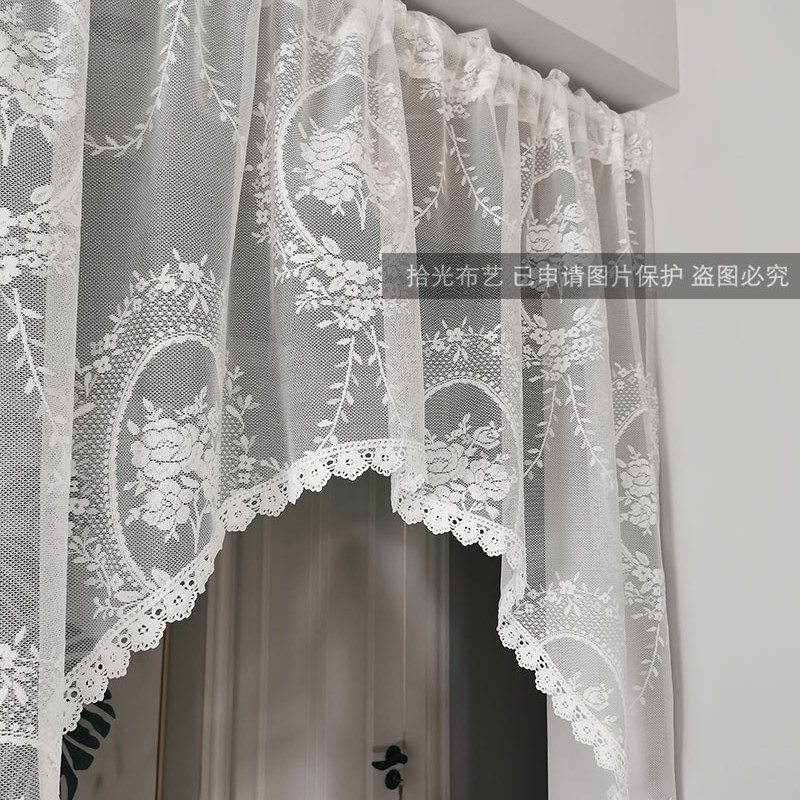 法式蕾丝门帘隔断帘短帘咖啡帘厨房拱形帘三角帘弧形帘美式田园