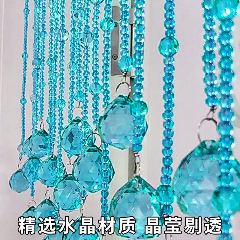 水晶珠帘新款客厅餐厅大空间装饰隔断帘子玄关阳台挂帘免打孔吊帘
