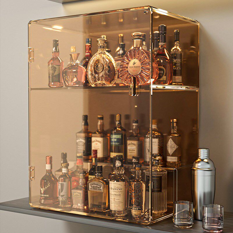 酒架置物架酒柜分层展示架吧台红酒柜高颜值洋酒架亚克力防尘收纳