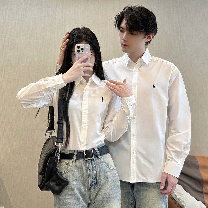 结婚拍情侣装秋装2024新款白色衬衫男女领证衬衣证件拍照气质衣服