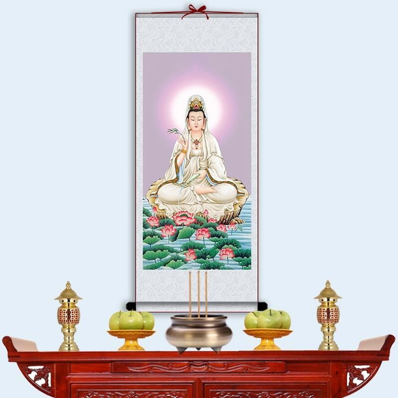 慈航道人画像慈航真人普渡挂画神仙画水陆画客厅玄关装饰画卷轴画